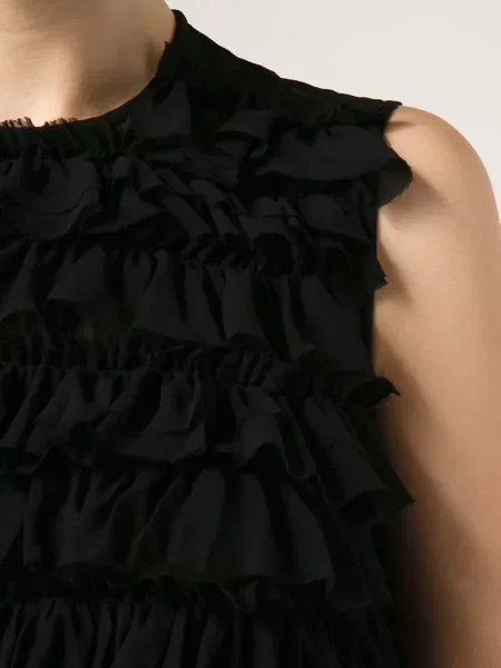 Top Comme Des Garçons transparente cu volane negru