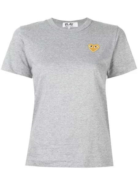 Tricou Comme Des Garcons Play cu motiv cu inimi gri