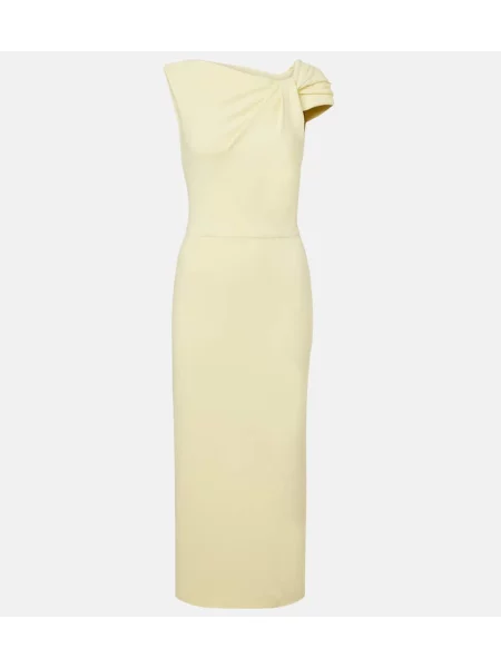 Sukienka koktajlowa Givenchy drapowana garniturowa żółta