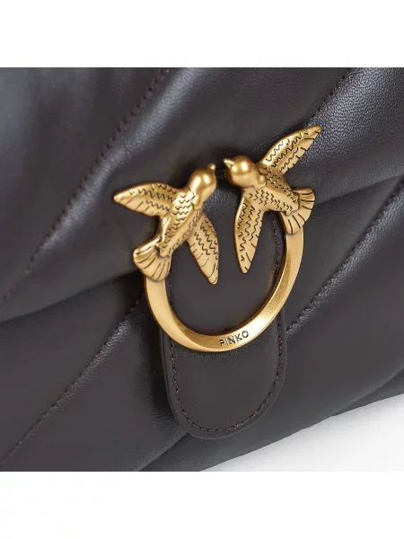 Geanta crossbody Pinko din piele clasică maro