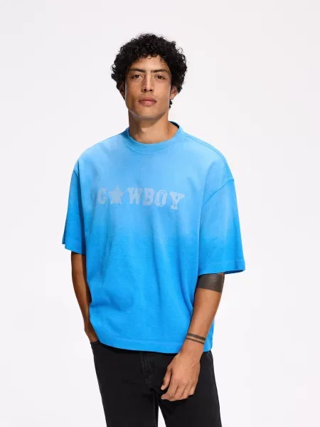 Reserved Футболка боксі tie dye світло-блакитний блакитна