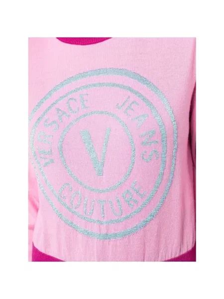 Sweter Versace Jeans Couture wełniany różowy
