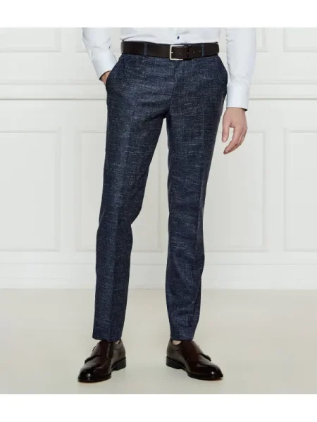 BOSS BLACK De lână pantaloni | cu adaos de in negru