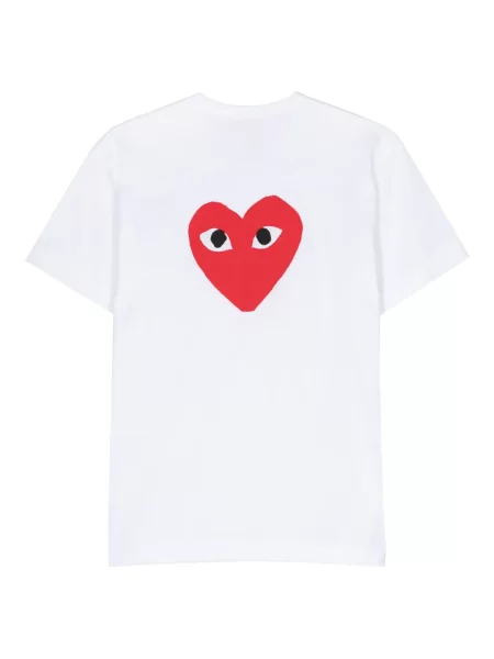 Tričko Comme Des Garçons Play s potiskem se srdcovým vzorem bílé