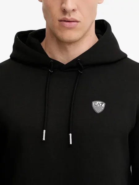 Hoodie Ea7 Emporio Armani με αυτόγραφο μαύρο