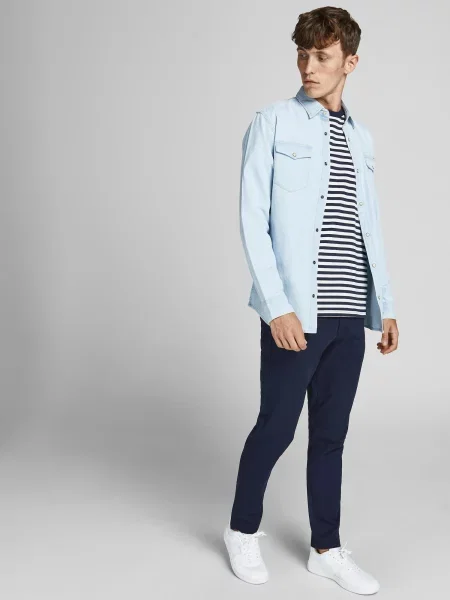JACK & JONES Chino hlače Marco Dave mornarska modra