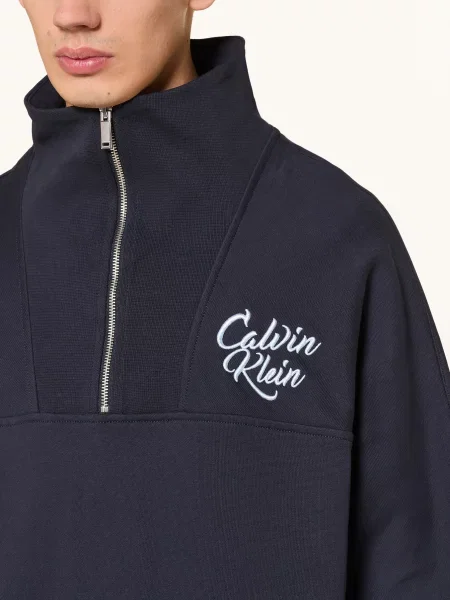 Bluza Calvin Klein Premium Fleece Logo Half Zip Granatowy S niebieska