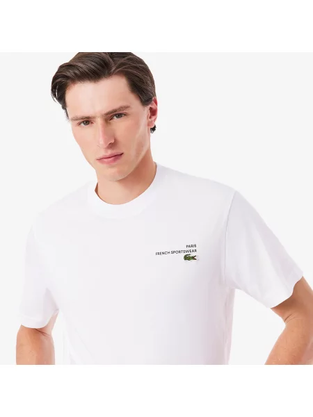 Lacoste T-Shirt Z Dżerseju Z Motywem Nadruku biały