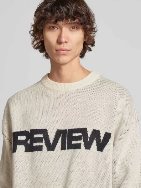 Sweter z dzianiny z wyhaftowanym logo Review