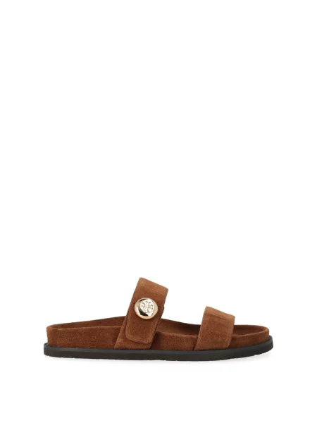 Klapki Tory Burch zamszowe brązowe
