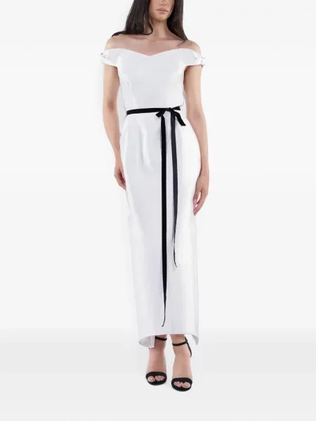 Cu centură rochie maxi Araftu alb