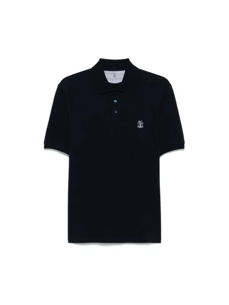 Koszulka polo Brunello Cucinelli z logo niebieska