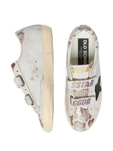 Кожени маратонки Golden Goose с принт със змийски принт бяло