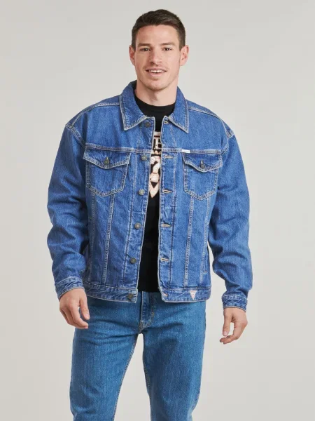 Guess Jeans geacă din denim albastru