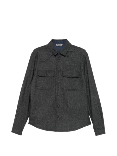 Cămașă Tintoria Mattei cu model herringbone gri