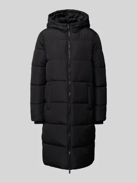 Płaszcz pikowany o kroju regular fit z dodatkowymi mankietami model ‘BEE’ Pieces czarny