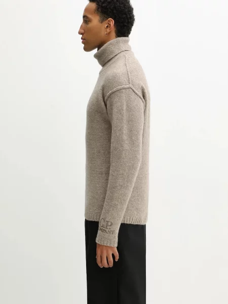 C.P. Company sweter z dodatkiem wełny ciepły z golferm beżowy