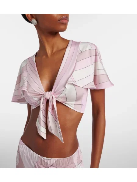 Top Pucci din satin roz