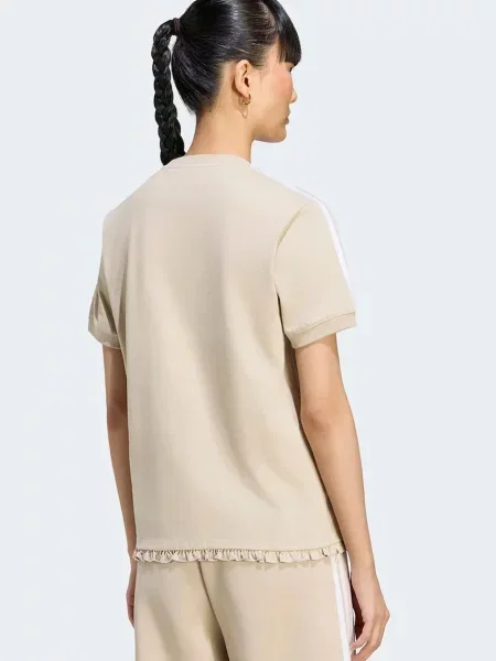 Adidas Originals tréningové tričko dámske s bavlnou Pleated béžová