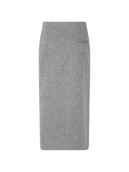 Fustă midi Isabelle Blanche cu model herringbone plic gri