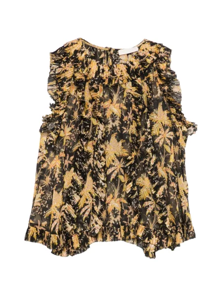 Top Ulla Johnson cu model floral cu imagine negru