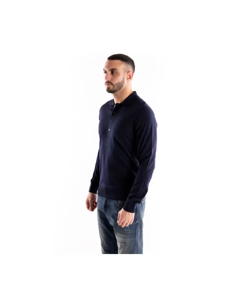 Sweter Paolo Pecora wełniany z długim rękawem niebieski