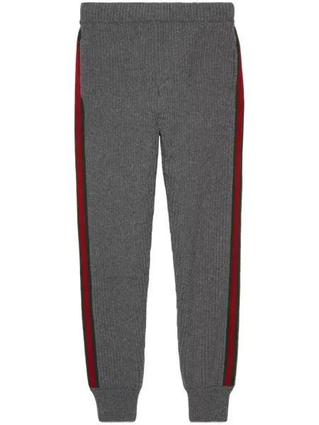Pantaloni Gucci cu dungi tricotate gri
