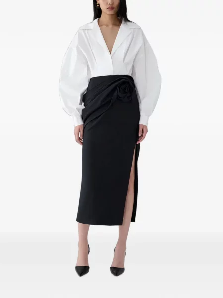 Fustă midi Carolina Herrera drapată negru