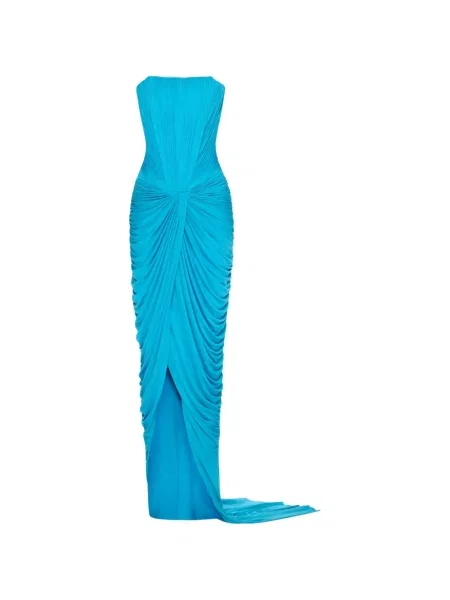 Rochie maxi Chats By C.dam drapată albastru