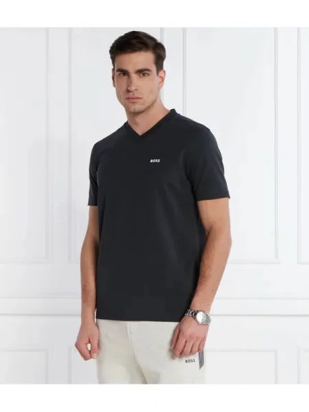 BOSS GREEN Tricou Tee V | stretch verde