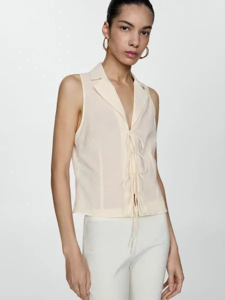 MANGO Блуза бежевий