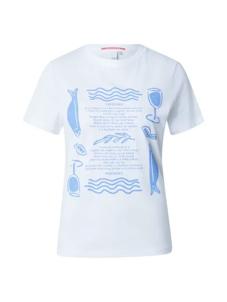 QS Tricou albastru regal alb