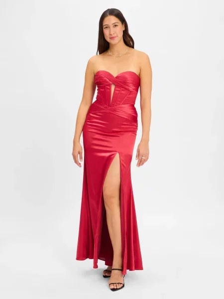 Luxuar Fashion sukienka wieczorowa Kobiety jednolity 32 czerwony