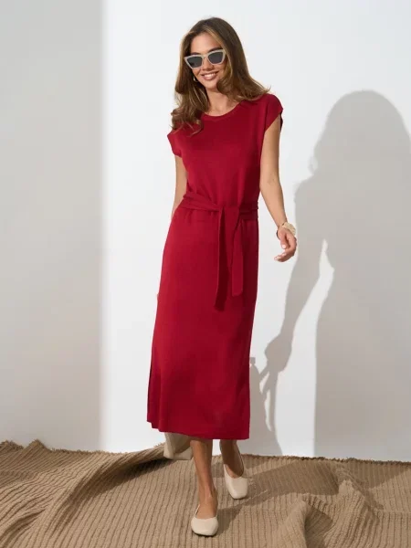 Сукня міді TrikoBakh бавовна/віскоза бордовий
