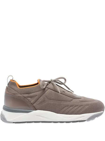 Sneakerși Santoni cu șireturi tricotate maro