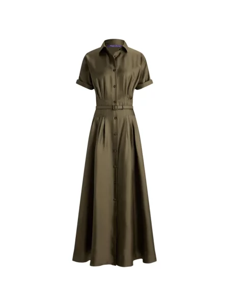 Cu centură rochie tip cămașă Ralph Lauren Collection de mătase verde