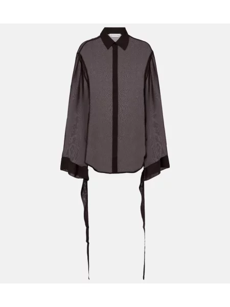 Cămașă The Frankie Shop din șifon maro