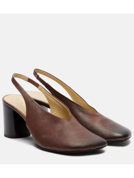 Pantofi cu toc Lemaire din piele slingback maro
