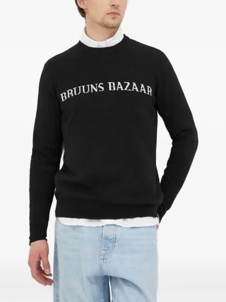 Pulover Bruuns Bazaar cu decolteu rotund negru