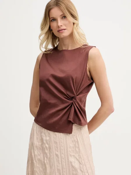 United Colors of Benetton top bombažen rjava