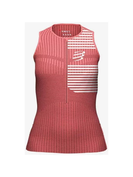 Różowa koszulka bez rękawów Compressport Triathlon Postural XS czerwona
