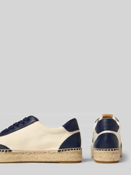 Sneakersy z mieszanki skóry i tkaniny model ‘LUIZE’ Lauren Ralph Lauren białe