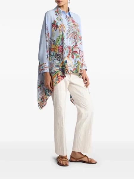 Μεταξωτό πουκάμισο Etro με σχέδιο paisley μπλε