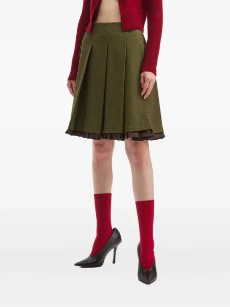 Mini fusta plisata Shushu/tong plisată verde