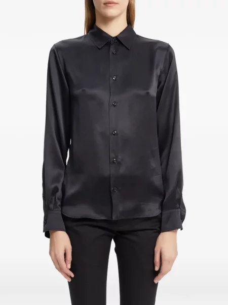 Cămașă Ann Demeulemeester cu șireturi din dantelă negru