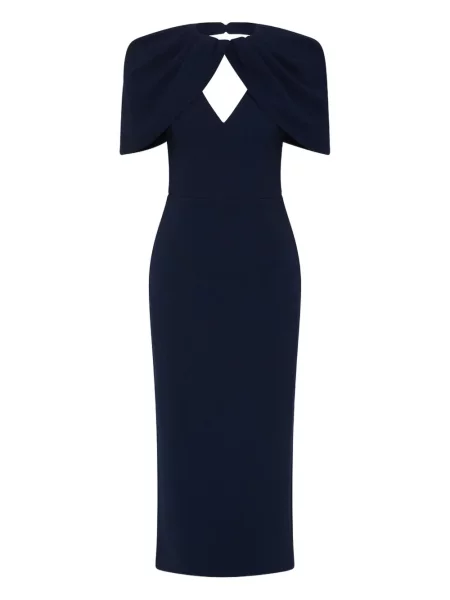 Sukienka midi Rebecca Vallance drapowana do kolan garniturowa niebieska