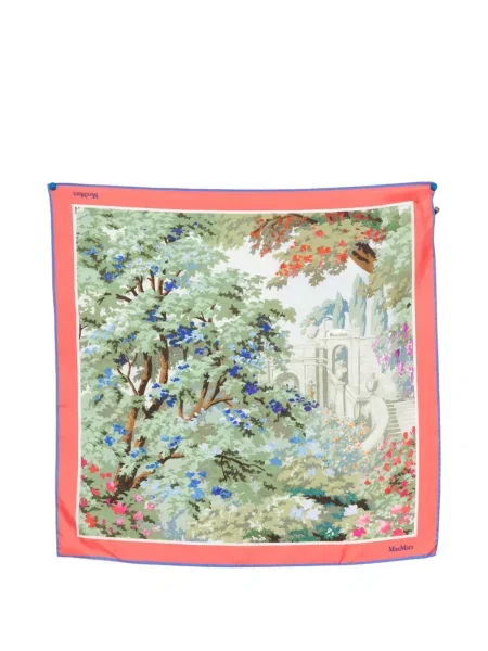 Fular Max Mara cu model floral cu imagine verde