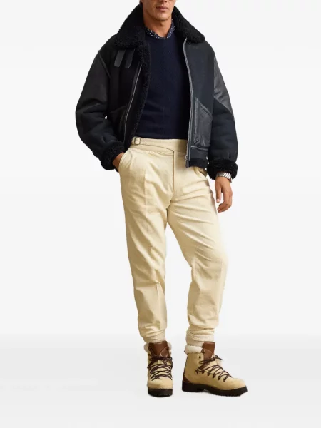 Kožená bunda Ralph Lauren Purple Label modrá