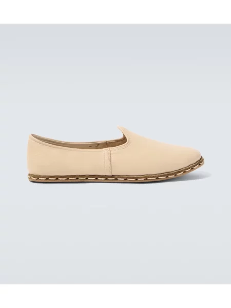 Usnjene slip on hlačke Sabah bež