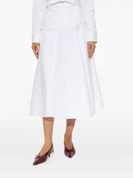 Fustă midi Jacquemus până la genunchi alb